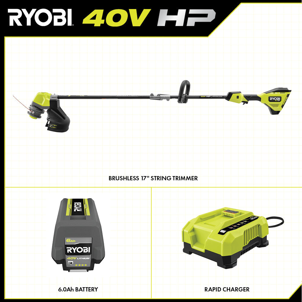 40V HP BRUSHLESS WHISPER SERIES 17" CARBON FIBER SHAFT STRING TRIMMER KIT Image 2