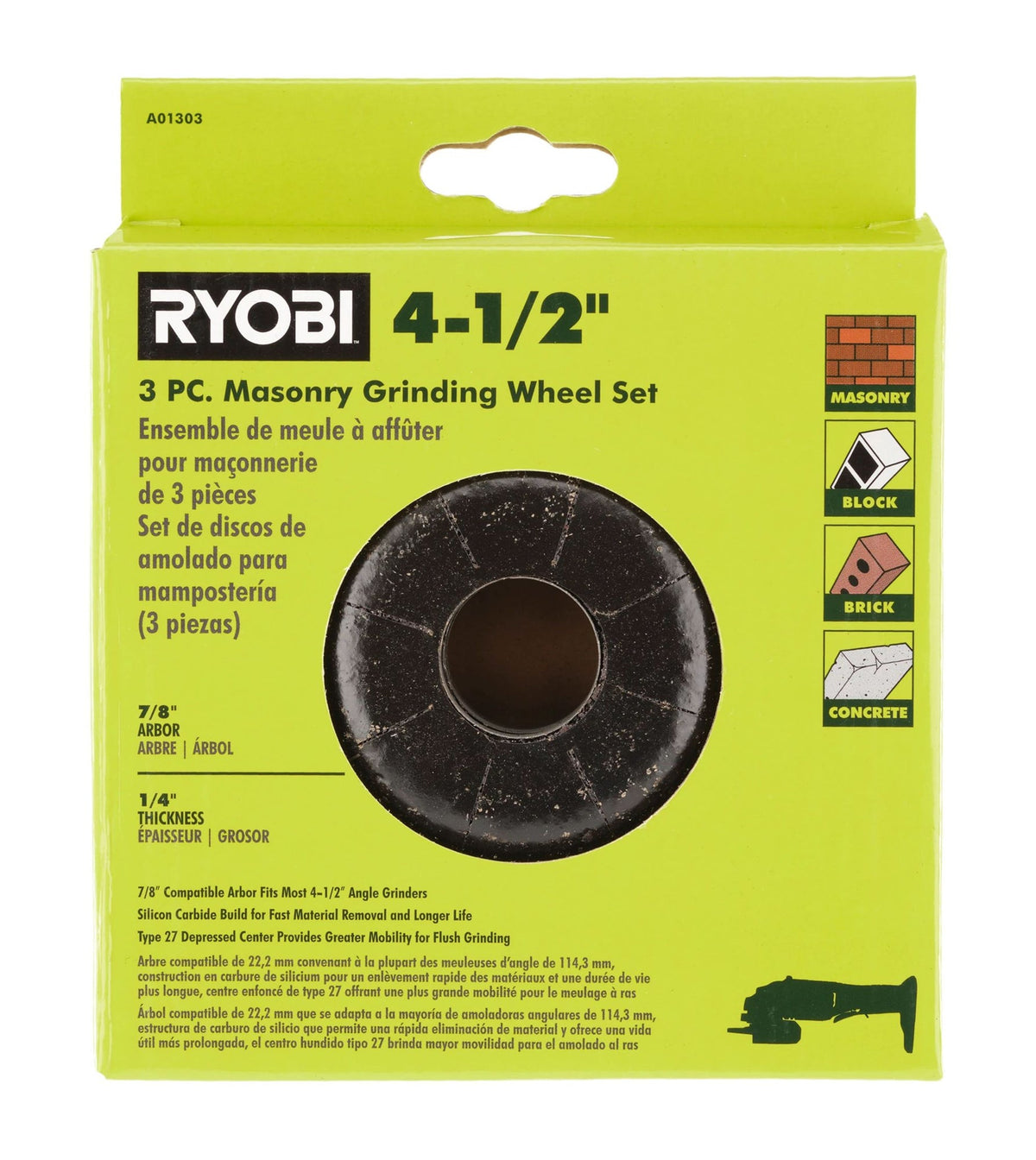 3 PC. 4-1/2" Masonry Grinding Wheel Set Image 3