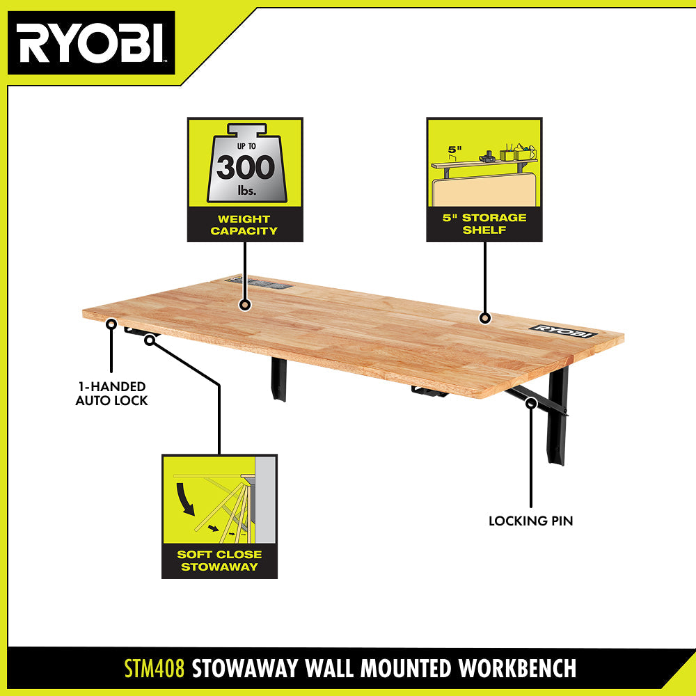 Stowaway Wall Mounted Workbench